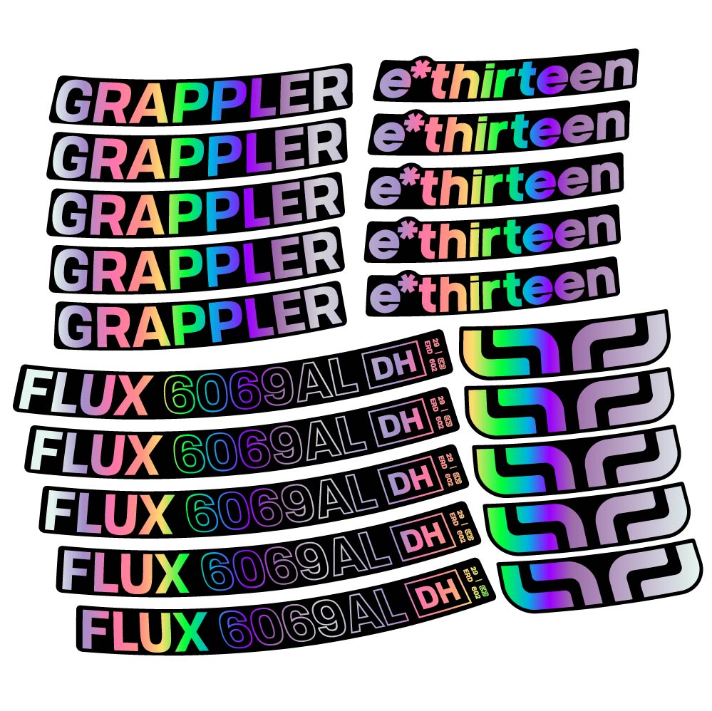 Autocollant E-Thirteen Grappler Flux Alloy Downhill, Roues VTT 29, Vélo vinyle sticker
