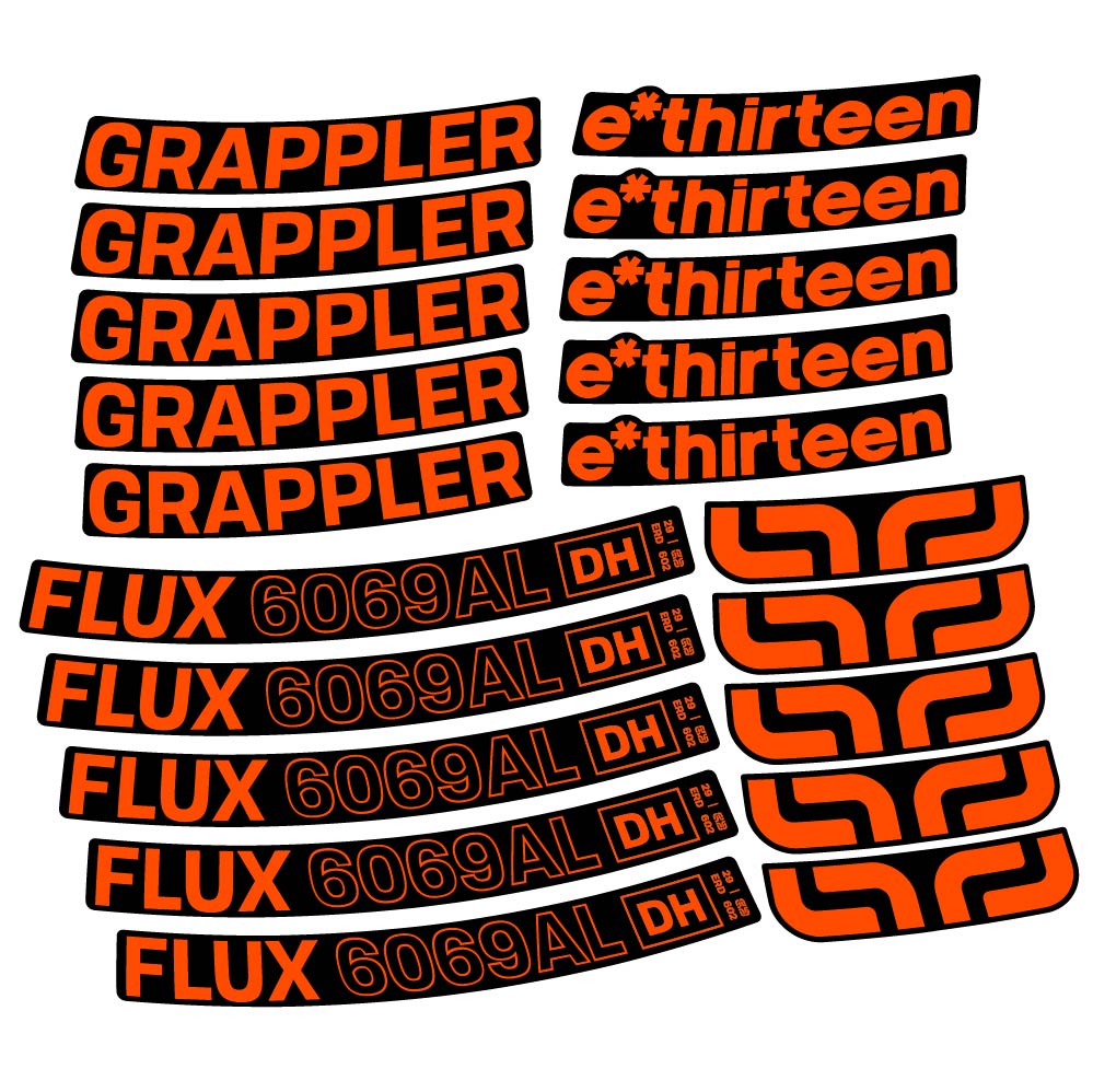 Autocollant E-Thirteen Grappler Flux Alloy Downhill, Roues VTT 29, Vélo vinyle sticker