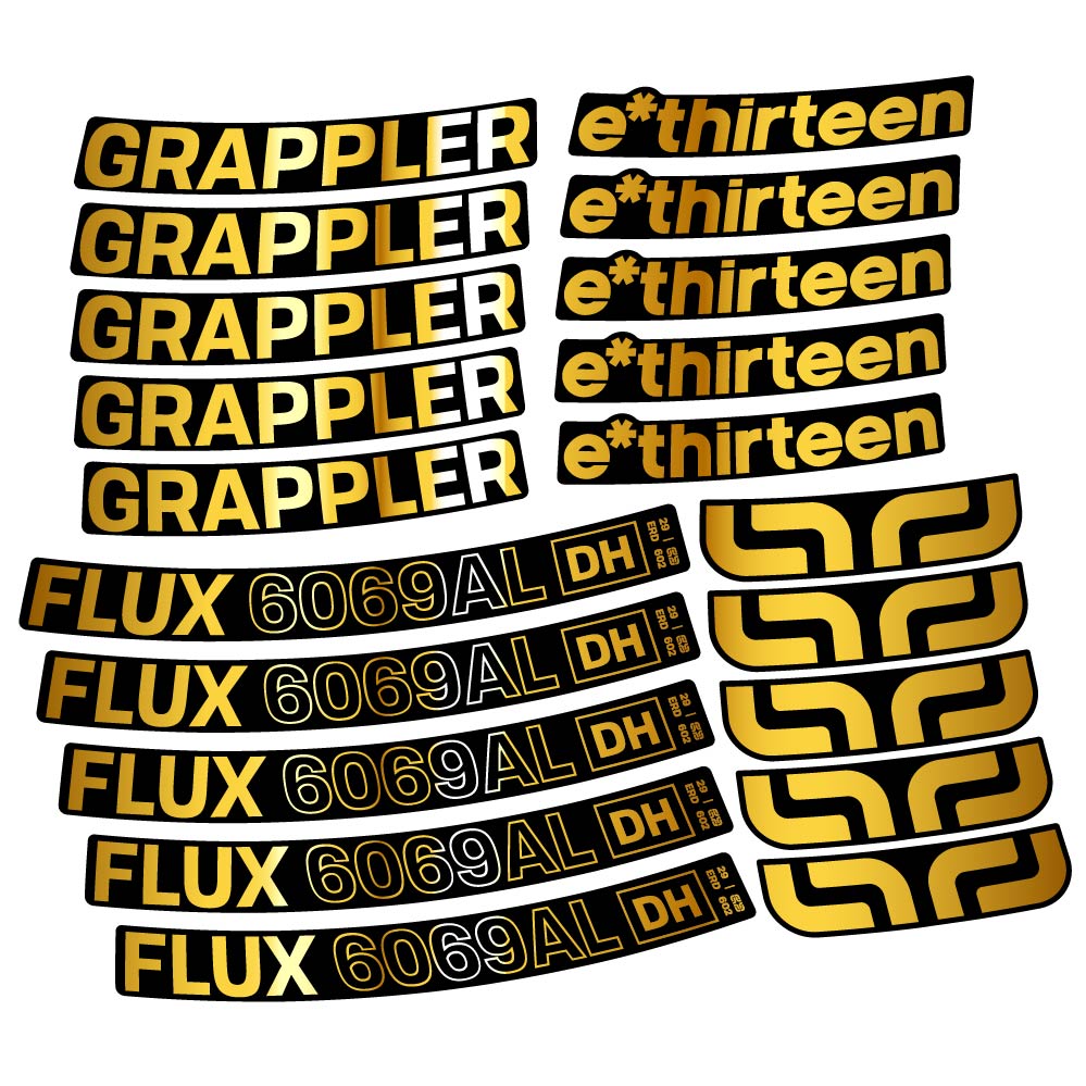 Autocollant E-Thirteen Grappler Flux Alloy Downhill, Roues VTT 29, Vélo vinyle sticker