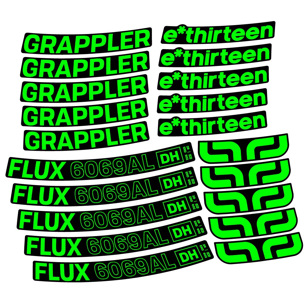 Autocollant compatible avec E-Thirteen Grappler Flux Alloy Downhill, Roues VTT 29, Vélo vinyle sticker