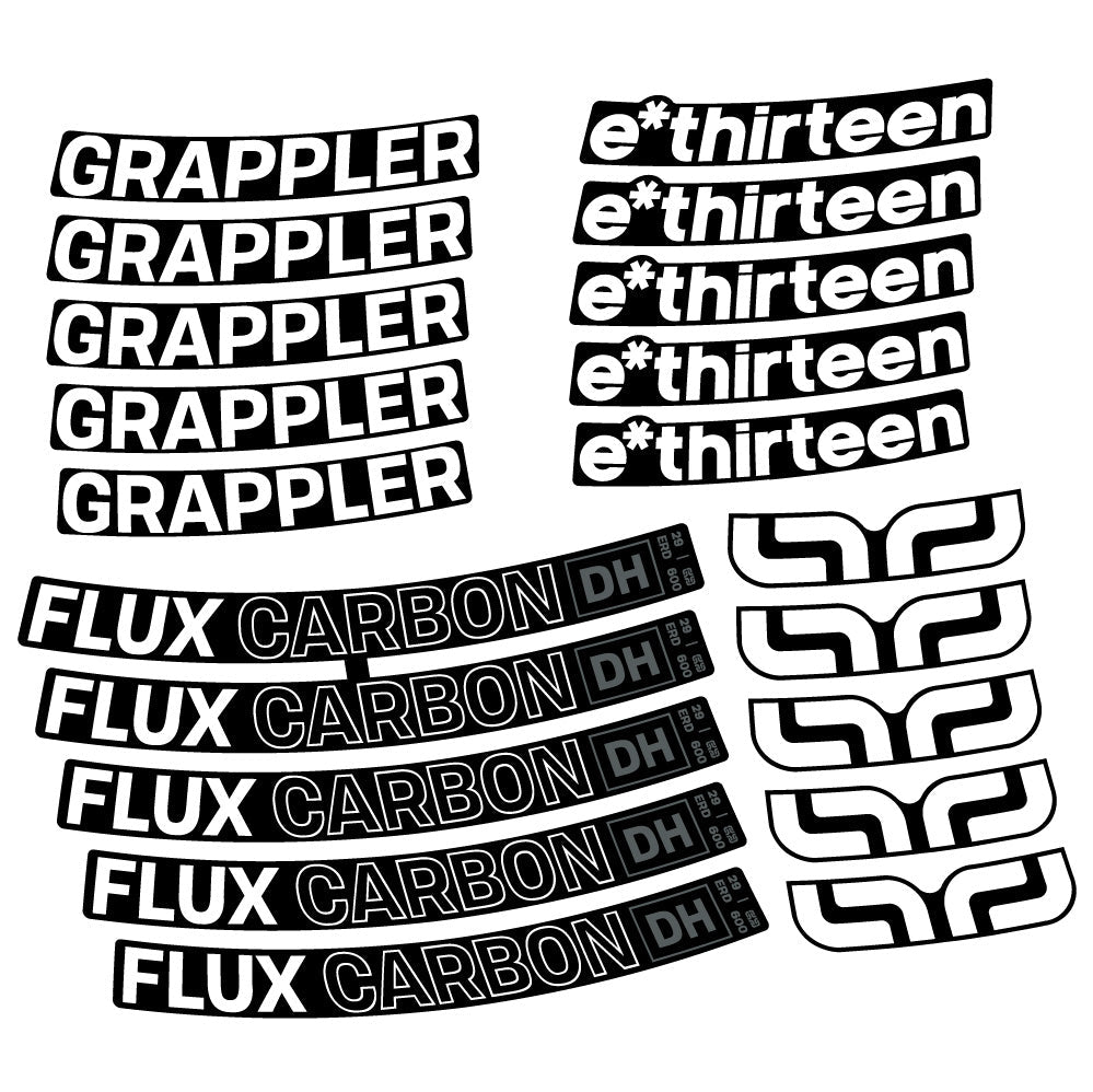 Autocollant E-Thirteen Grappler Flux Carbon, Roues VTT 29, Autocollant Vélo vinyle