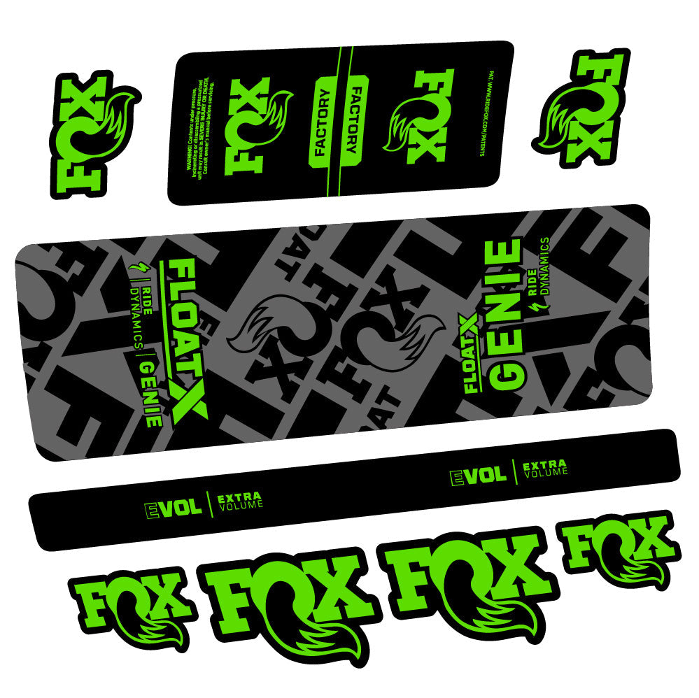 Autocollant Fox Float X Genie, Rear Shock, Autocollant vélo vinyle