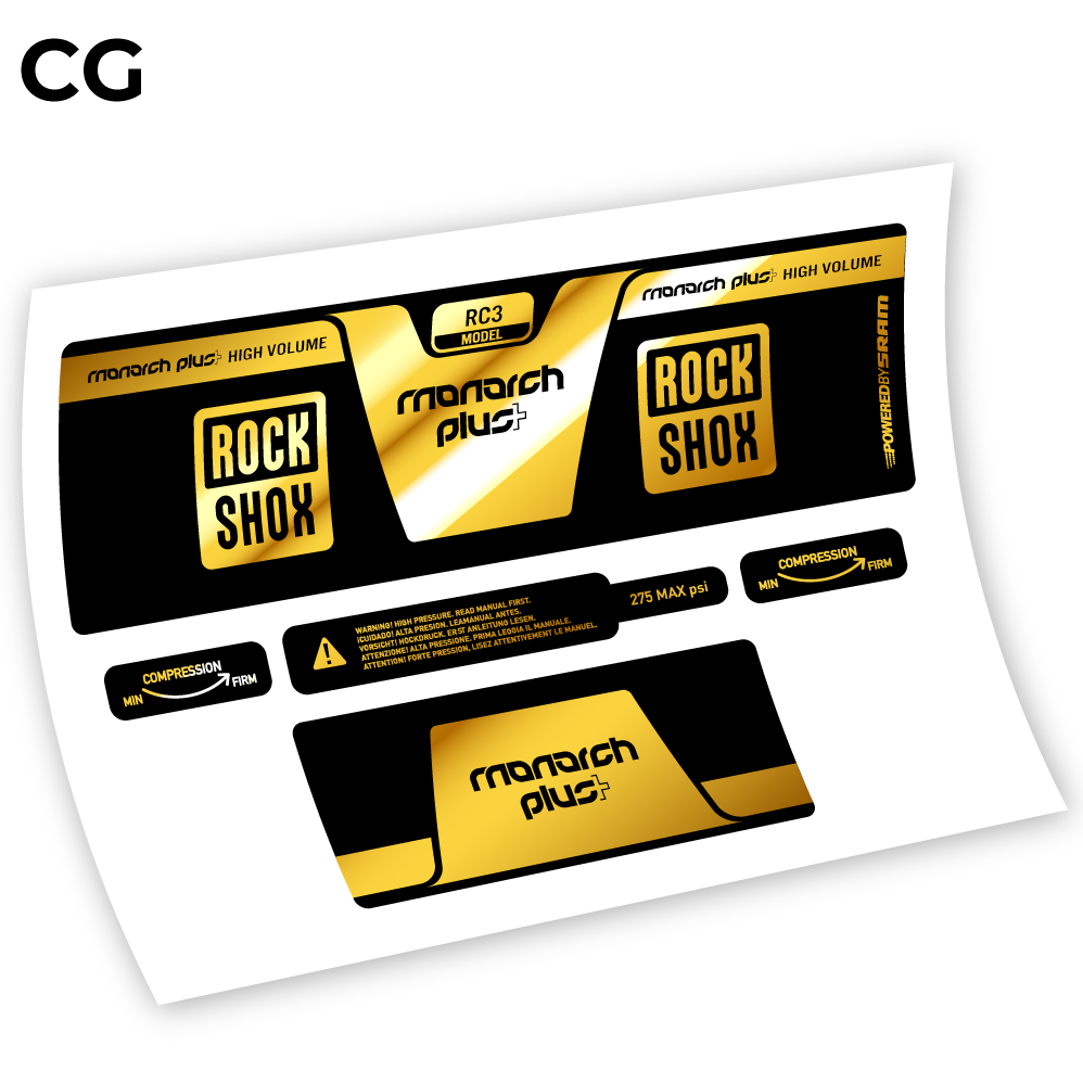 Autocollant, Rock Shox Monarch Plus High Volume 2014, autocollant Amortisseur Vinyle