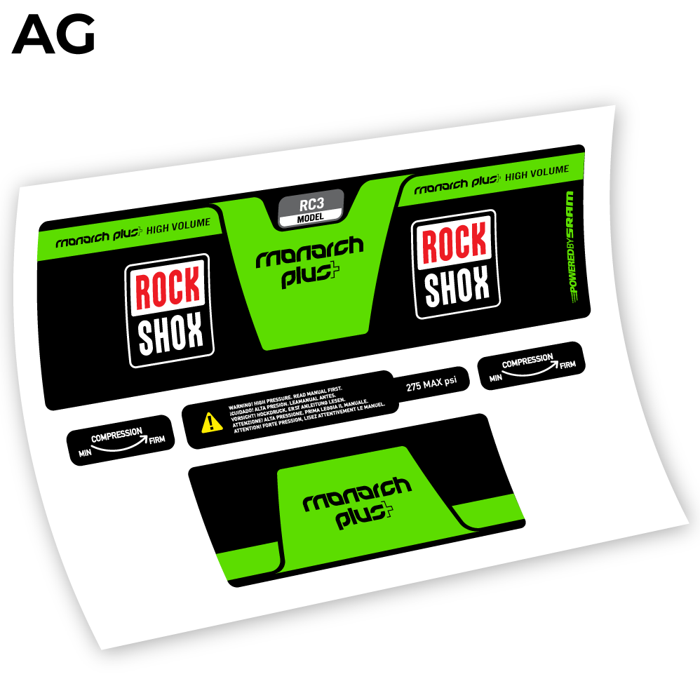 Autocollant, Rock Shox Monarch Plus High Volume 2014, autocollant Amortisseur Vinyle