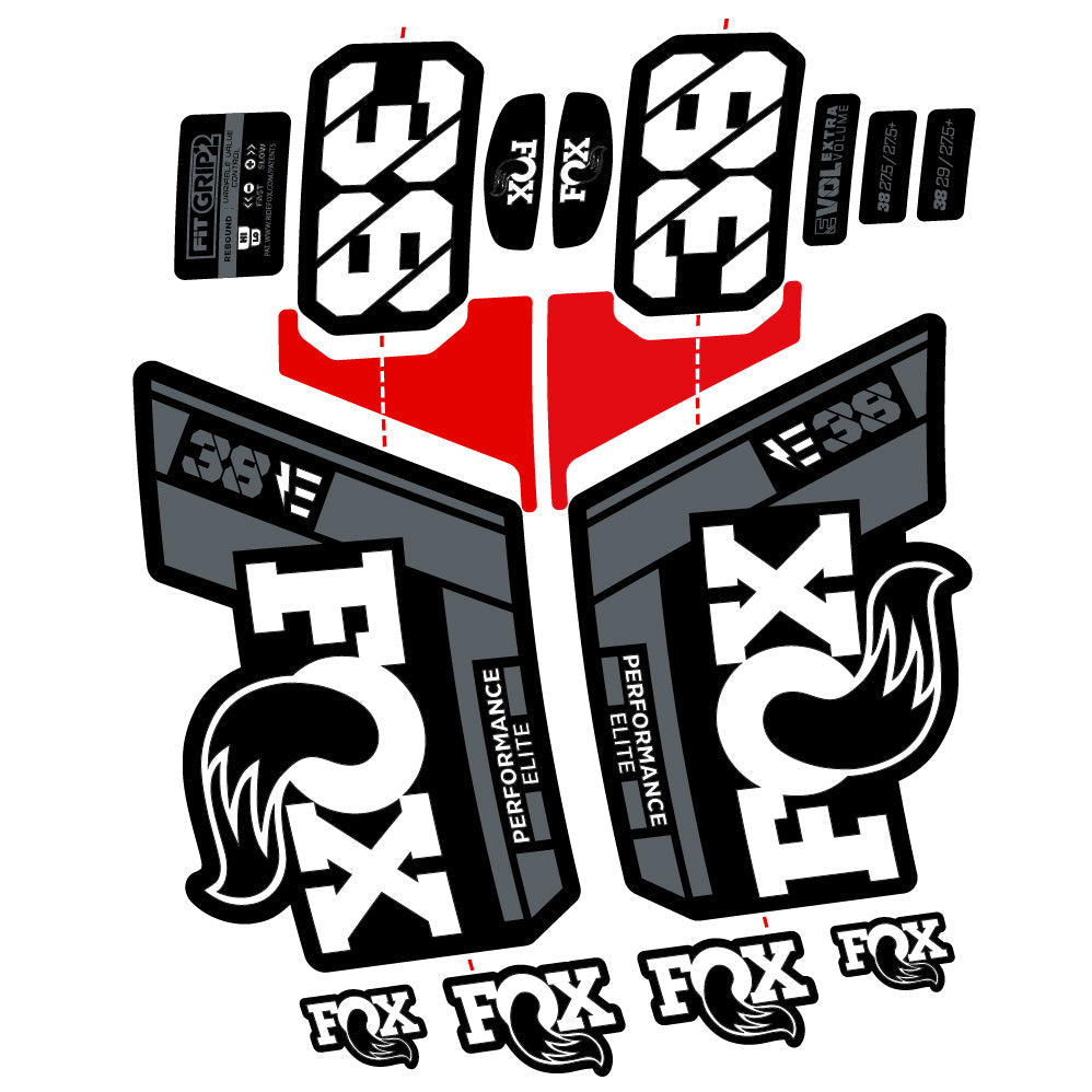Fourche Autocollant personnalisée pour Fox 38 Performance Elite E-Vélo (2021-2024) – 29” – Autocollant vinyle