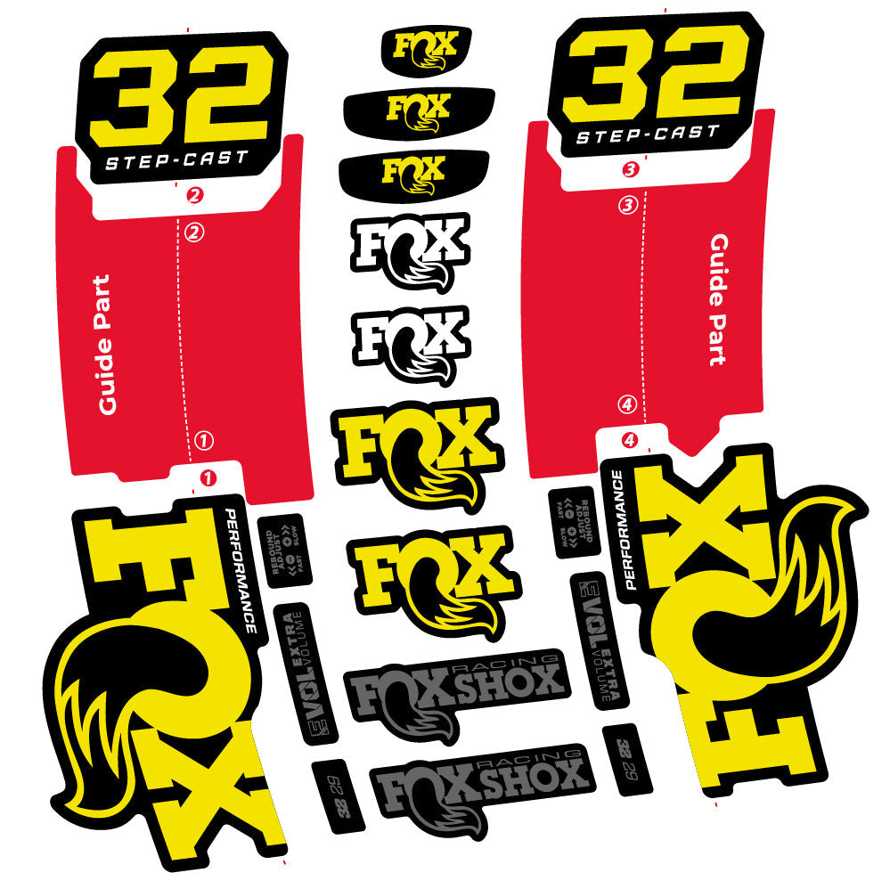 Autocollant Fox 32 Step-Cast Performance 2025, Fourche 29, Autocollant Vélo vinyle