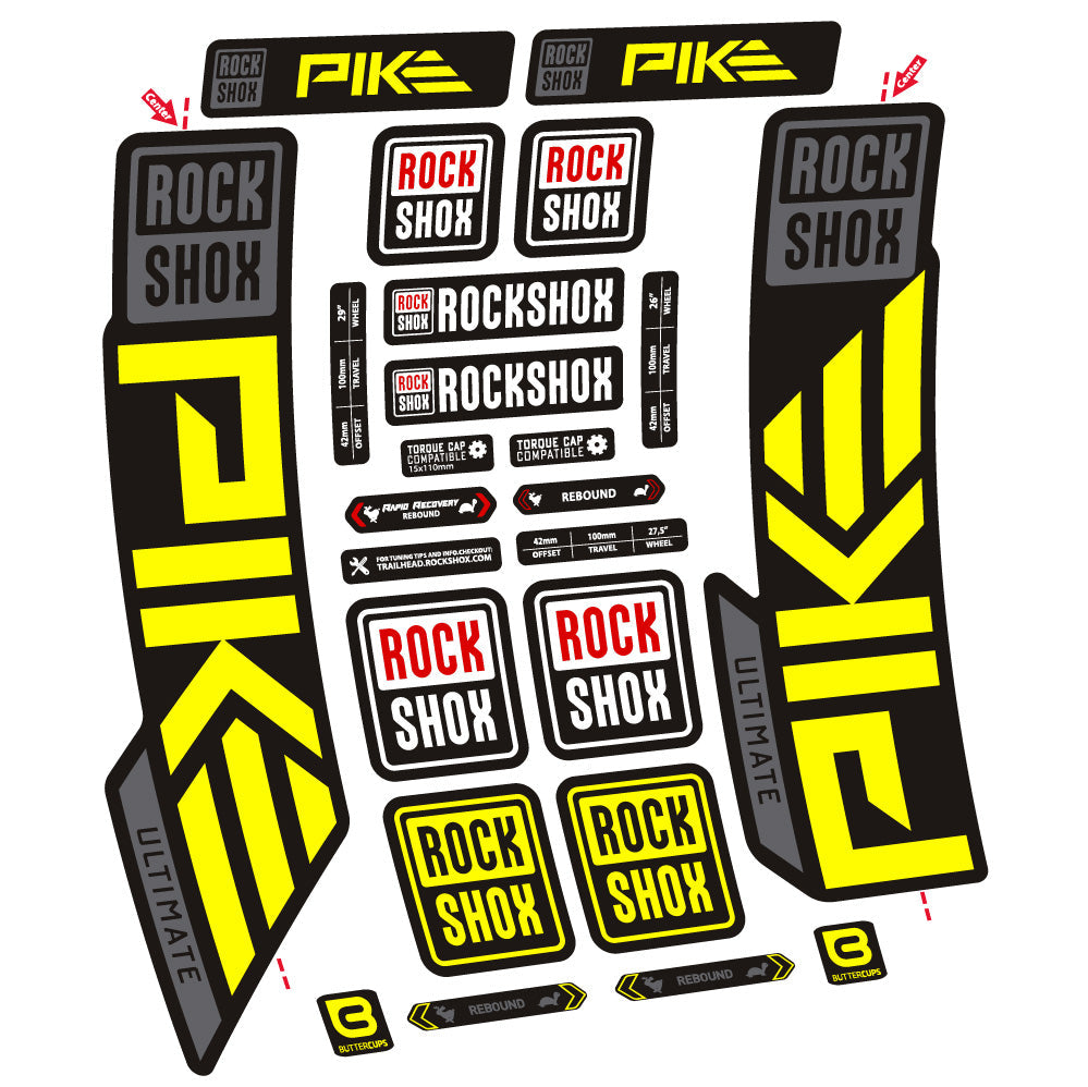 Autocollant Rock Shox Pike Ultimate, Fourche 29, Autocollant Vélo vinyle