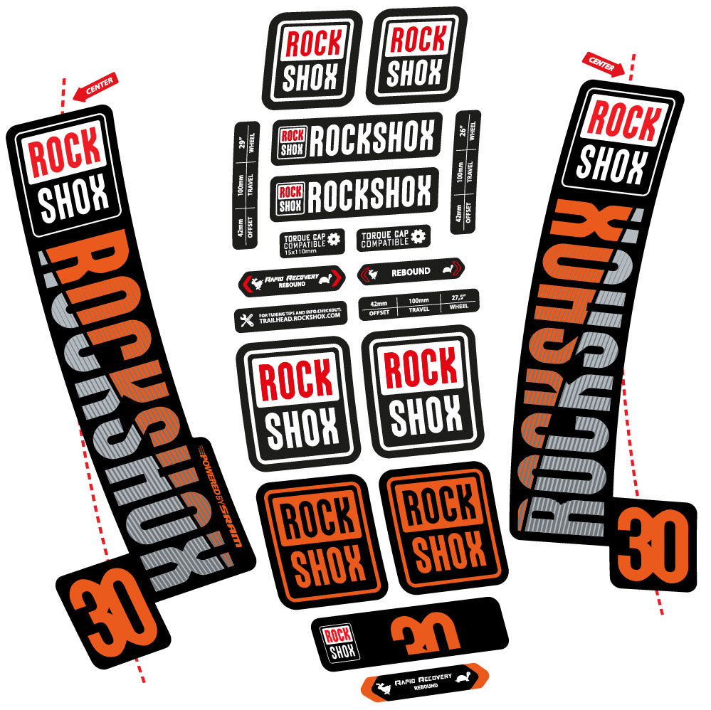Autocollant Rock Shox TK30 2018, Fourche 29, Autocollant Vélo vinyle