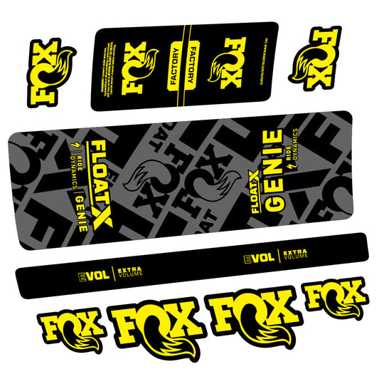 Autocollant Fox Float X Genie, Rear Shock, Autocollant vélo vinyle