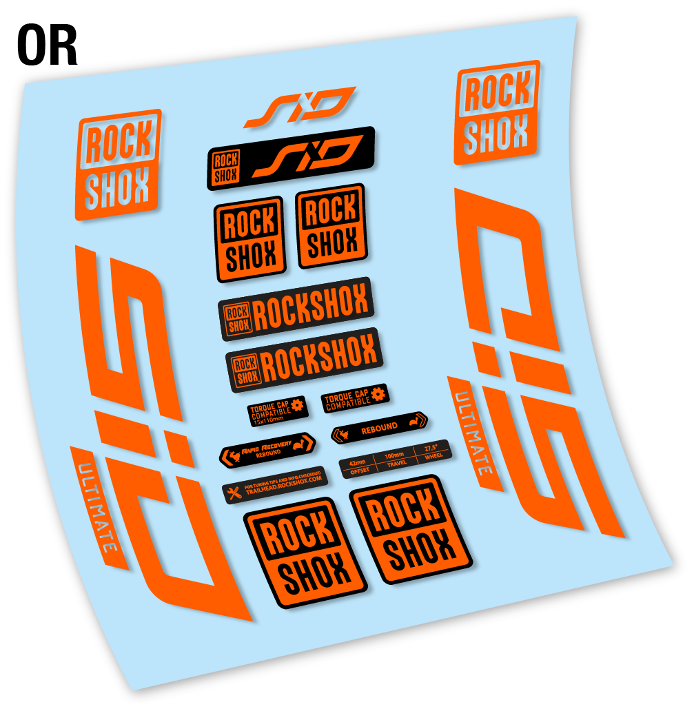 Autocollant, Rock Shox Sid Ultimate 2021, Vélo Fourche 27.5, Vinyle sticker