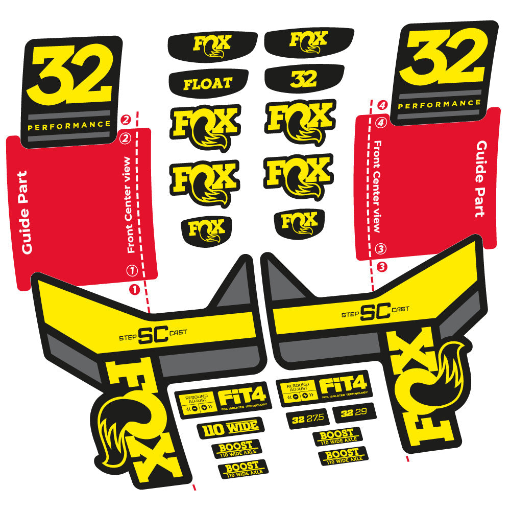 Autocollant Fox 32 SC Performance 2019, Fourche 29, Autocollant Vélo vinyle
