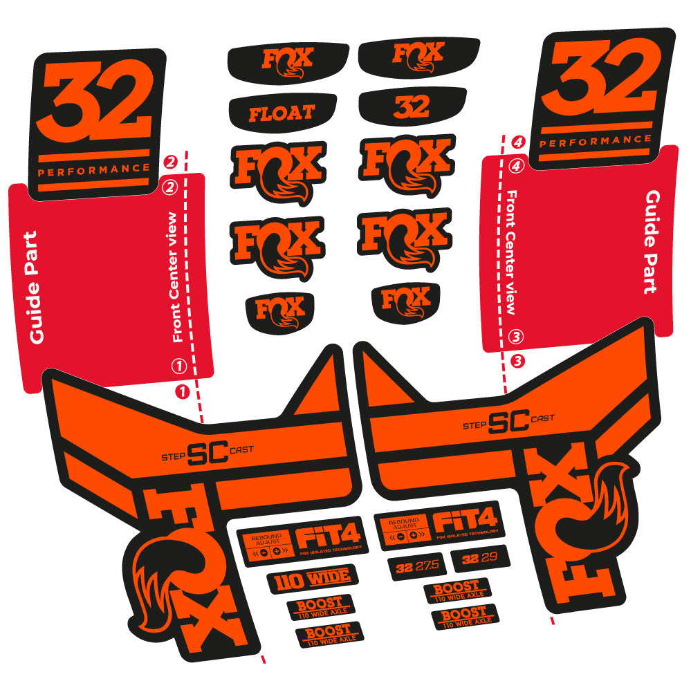 Autocollant Fox 32 SC Performance 2019, Fourche 29, Autocollant Vélo vinyle