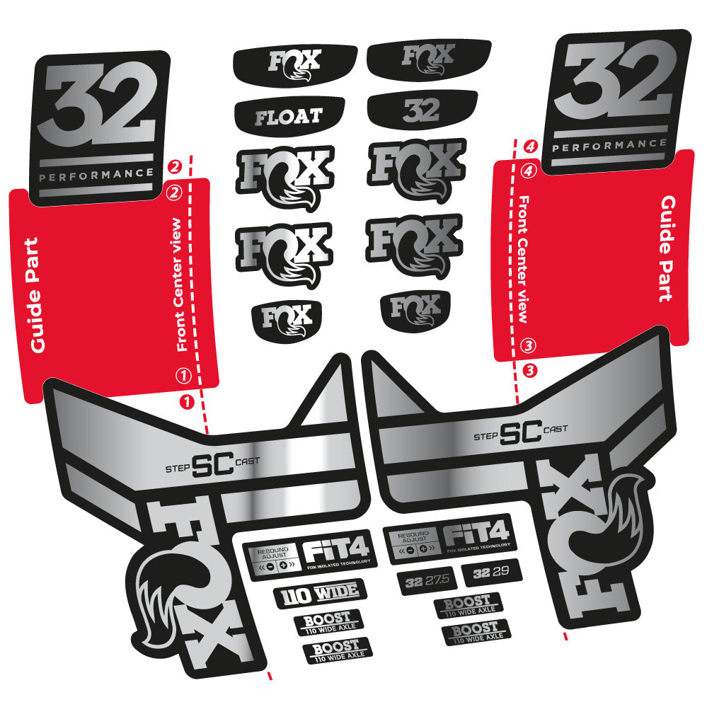 Autocollant Fox 32 SC Performance 2019, Fourche 29, Autocollant Vélo vinyle