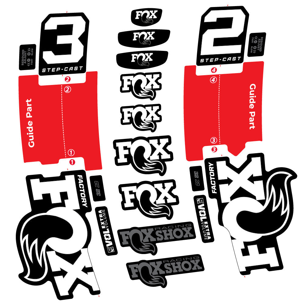 Autocollant Fox 32 Step-Cast Factory 2 2025, Fourche 29, Autocollant Vélo vinyle
