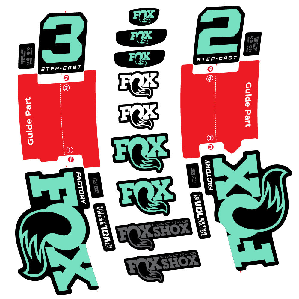 Autocollant Fox 32 Step-Cast Factory 2 2025, Fourche 29, Autocollant Vélo vinyle