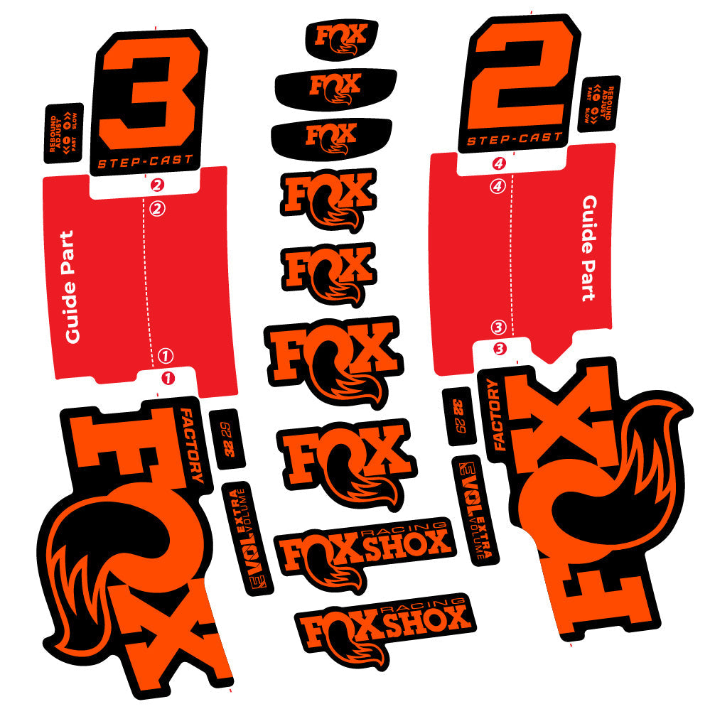 Autocollant Fox 32 Step-Cast Factory 2 2025, Fourche 29, Autocollant Vélo vinyle