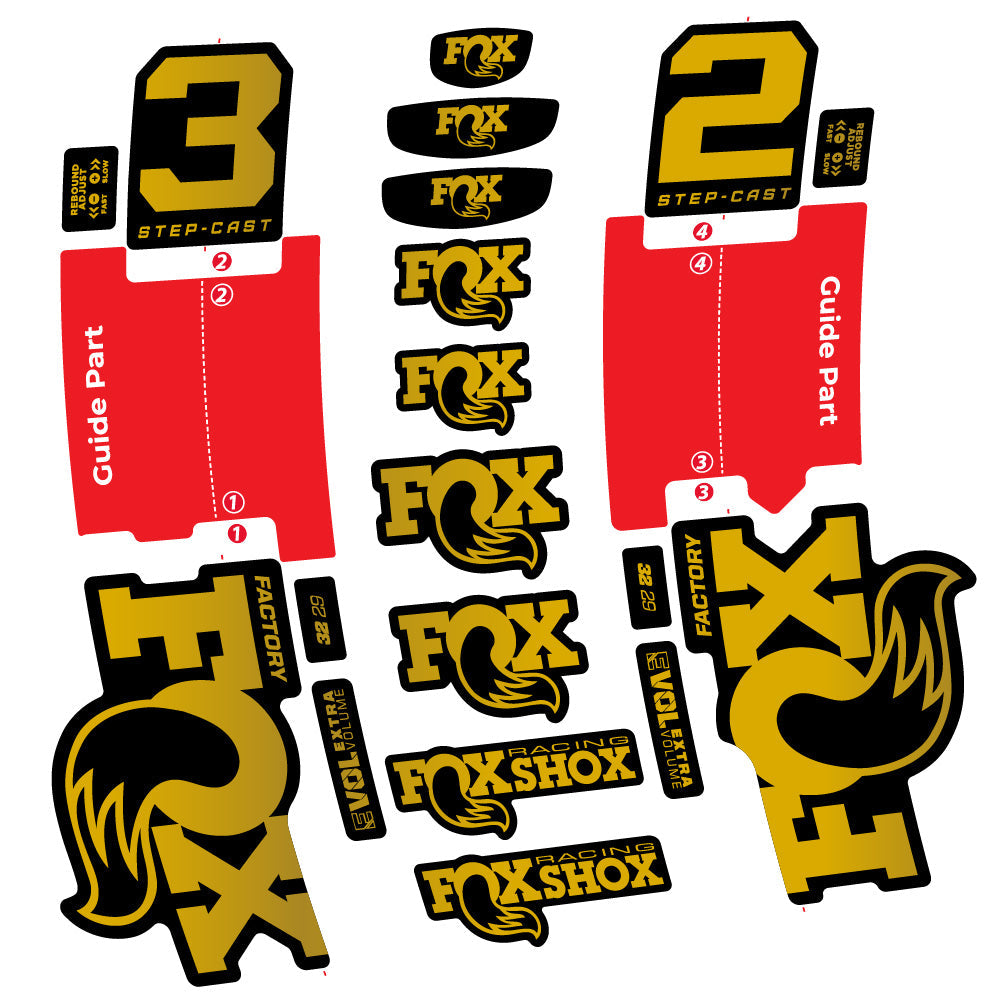 Autocollant Fox 32 Step-Cast Factory 2 2025, Fourche 29, Autocollant Vélo vinyle