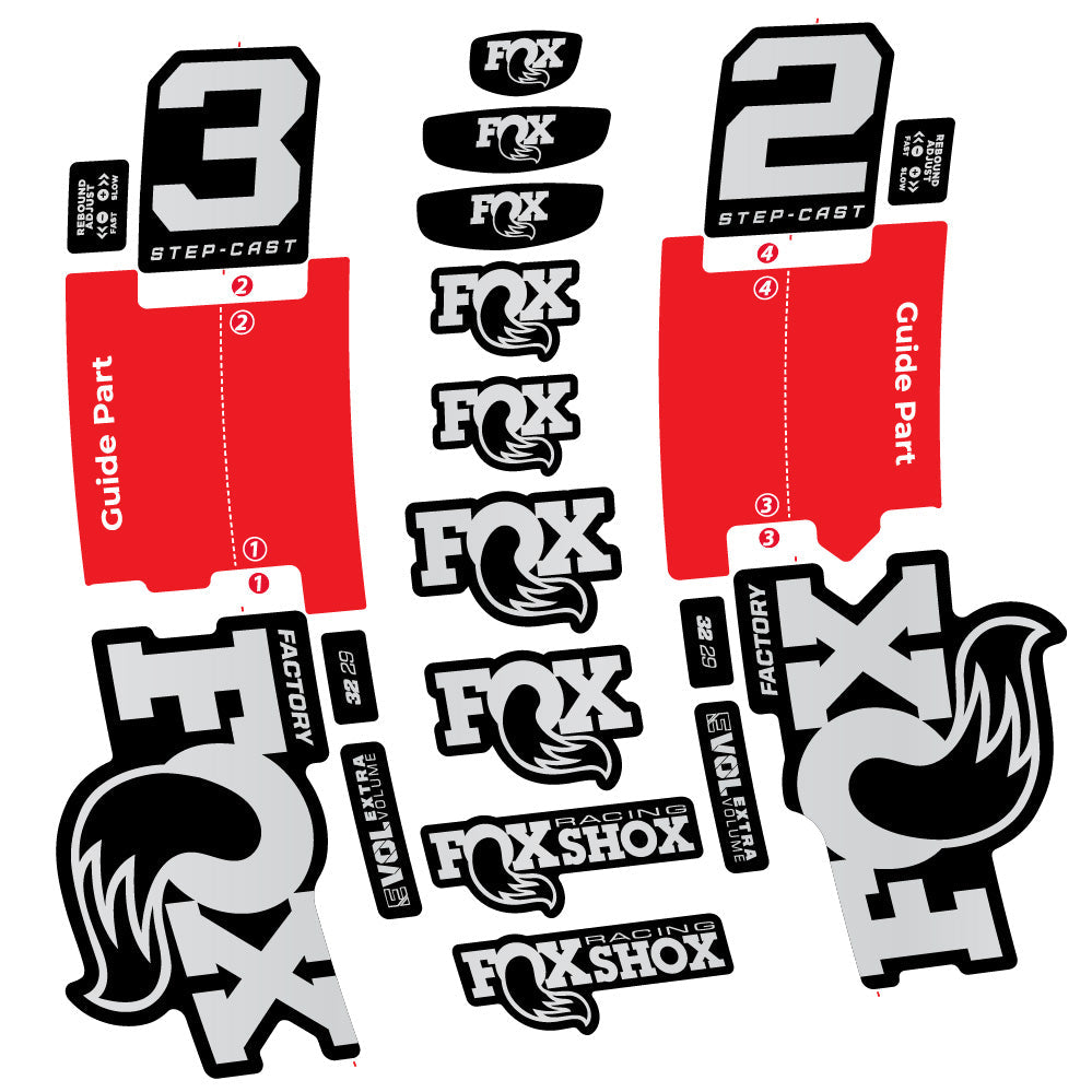 Autocollant Fox 32 Step-Cast Factory 2 2025, Fourche 29, Autocollant Vélo vinyle