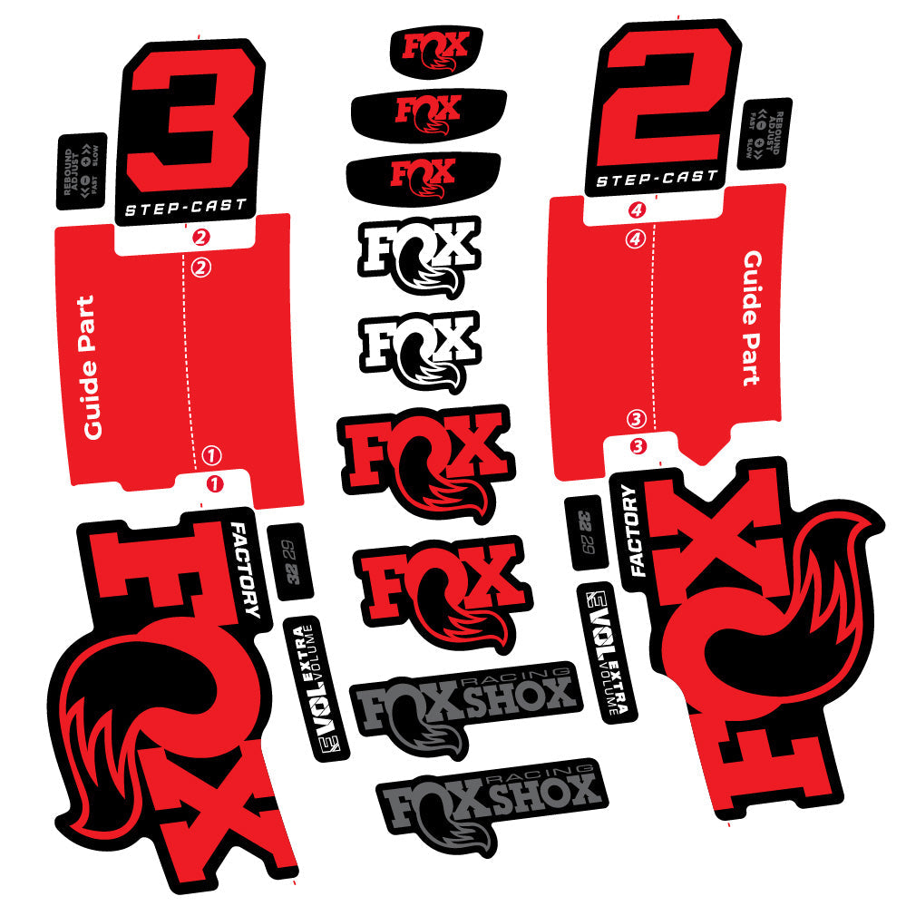 Autocollant Fox 32 Step-Cast Factory 2 2025, Fourche 29, Autocollant Vélo vinyle