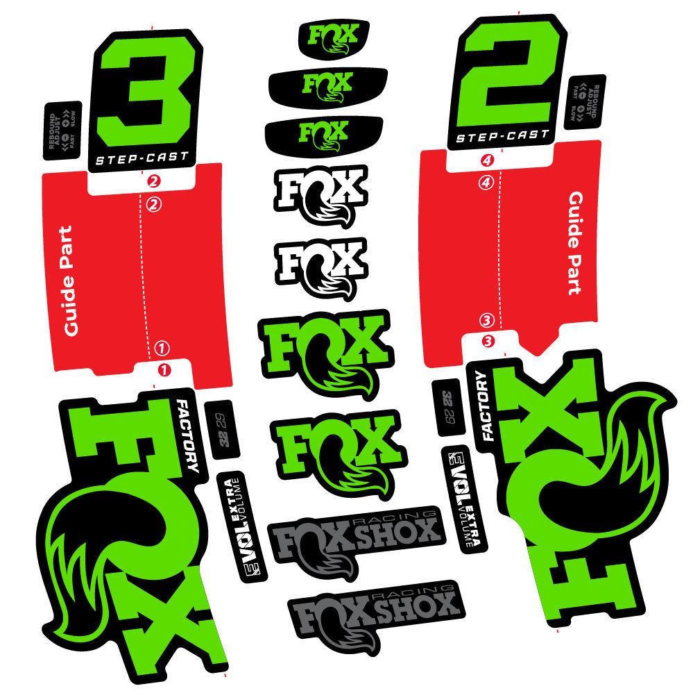 Autocollant Fox 32 Step-Cast Factory 2 2025, Fourche 29, Autocollant Vélo vinyle
