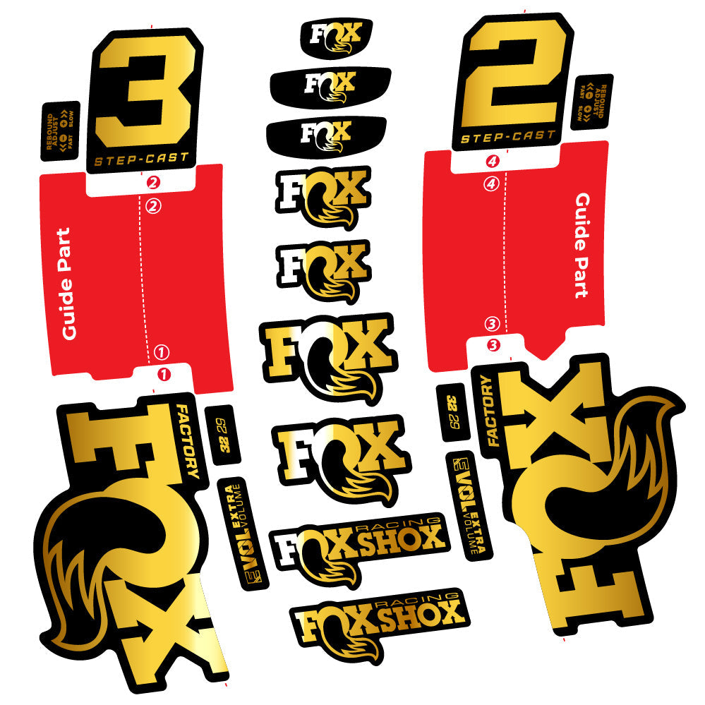 Autocollant Fox 32 Step-Cast Factory 3 2025, Fourche 29, Autocollant Vélo vinyle