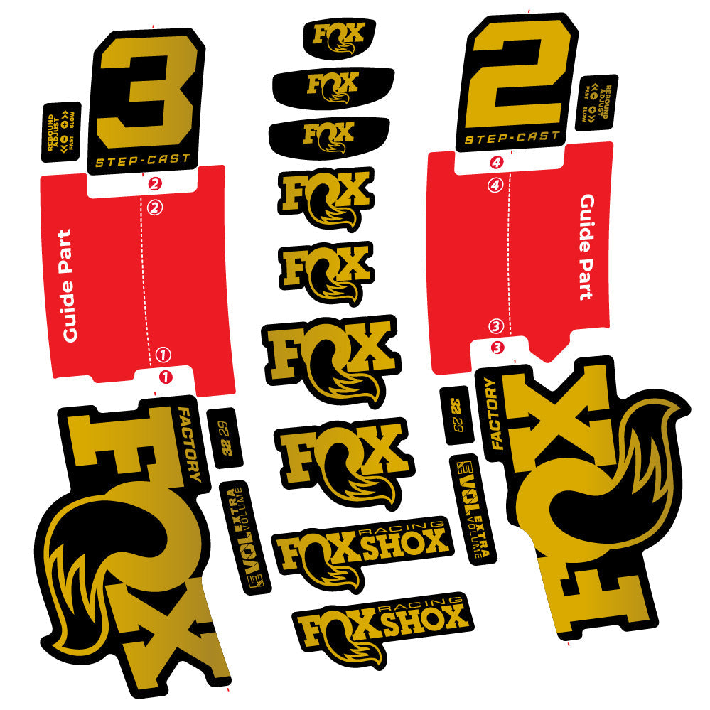 Autocollant Fox 32 Step-Cast Factory 3 2025, Fourche 29, Autocollant Vélo vinyle