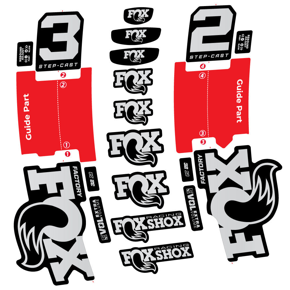 Autocollant Fox 32 Step-Cast Factory 3 2025, Fourche 29, Autocollant Vélo vinyle