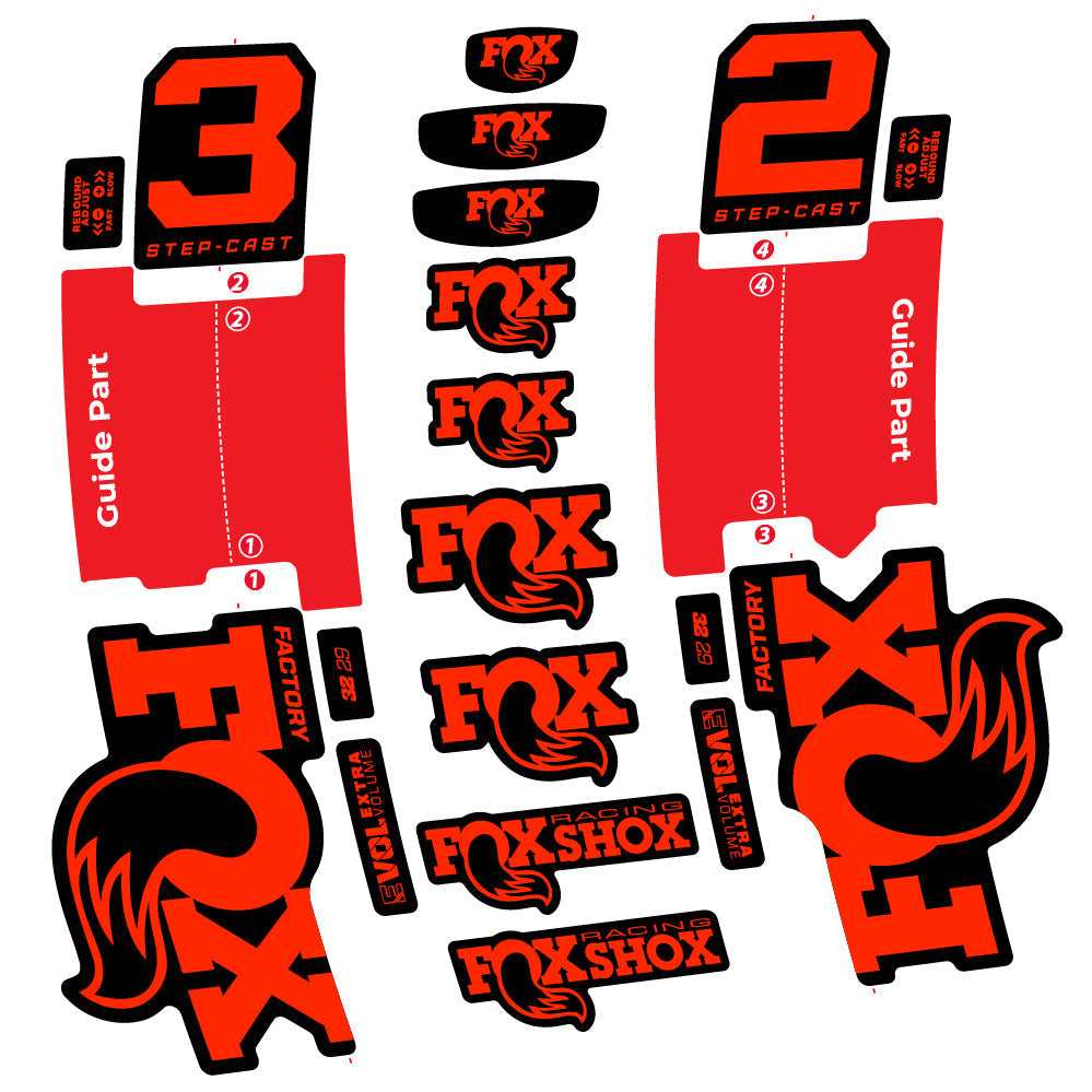 Autocollant Fox 32 Step-Cast Factory 3 2025, Fourche 29, Autocollant Vélo vinyle