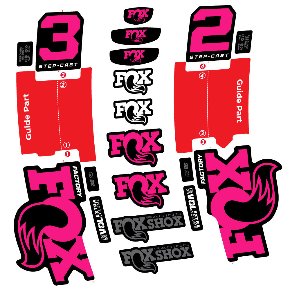 Autocollant Fox 32 Step-Cast Factory 3 2025, Fourche 29, Autocollant Vélo vinyle
