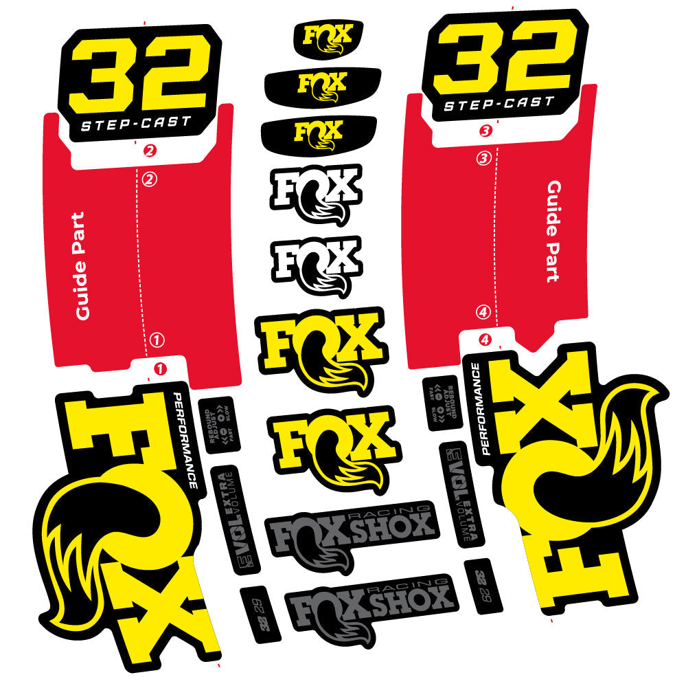Autocollant Fox 32 Step-Cast Performance 2025, Fourche 29, Autocollant Vélo vinyle