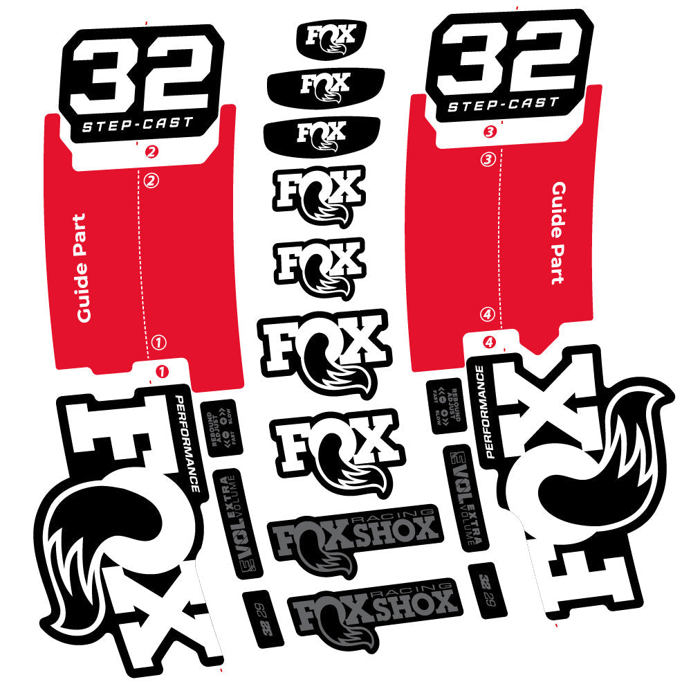 Autocollant Fox 32 Step-Cast Performance 2025, Fourche 29, Autocollant Vélo vinyle