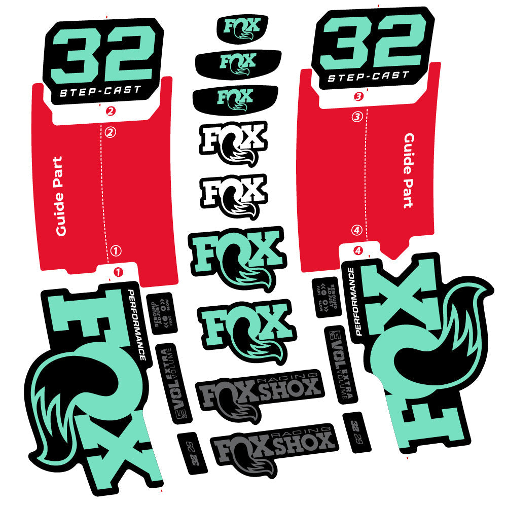 Autocollant Fox 32 Step-Cast Performance 2025, Fourche 29, Autocollant Vélo vinyle