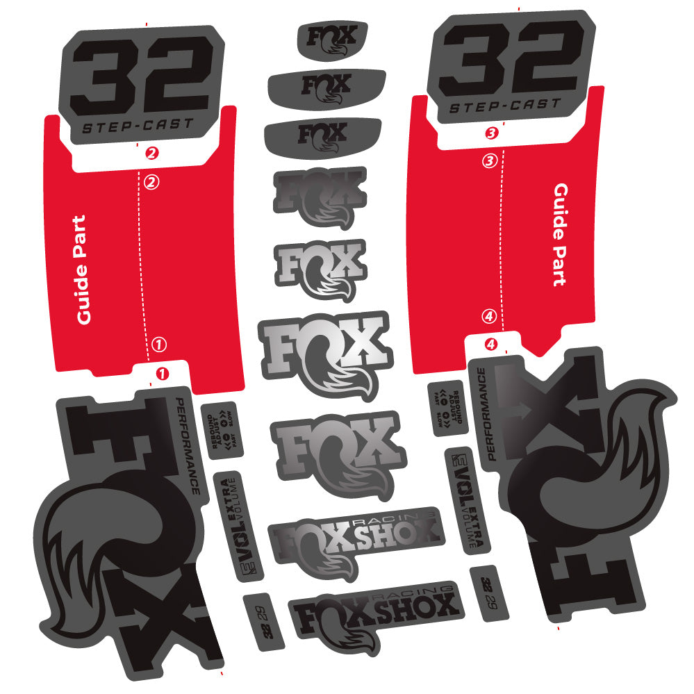 Autocollant Fox 32 Step-Cast Performance 2025, Fourche 29, Autocollant Vélo vinyle