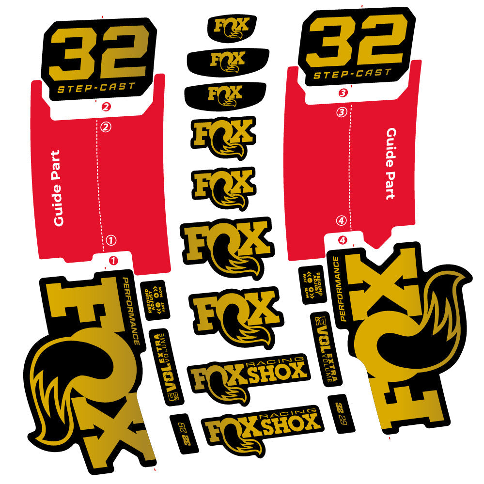 Autocollant Fox 32 Step-Cast Performance 2025, Fourche 29, Autocollant Vélo vinyle