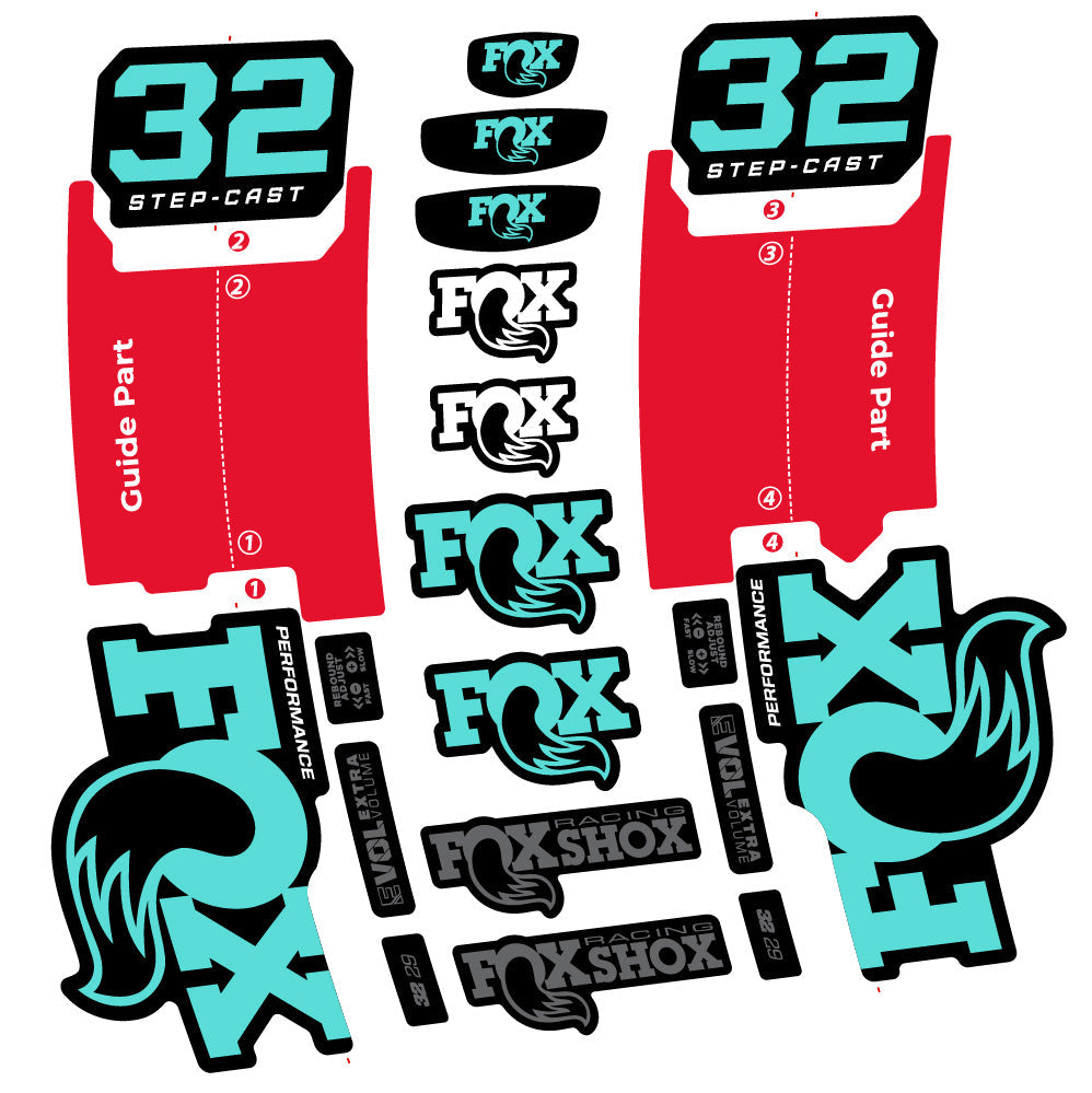 Autocollant Fox 32 Step-Cast Performance 2025, Fourche 29, Autocollant Vélo vinyle