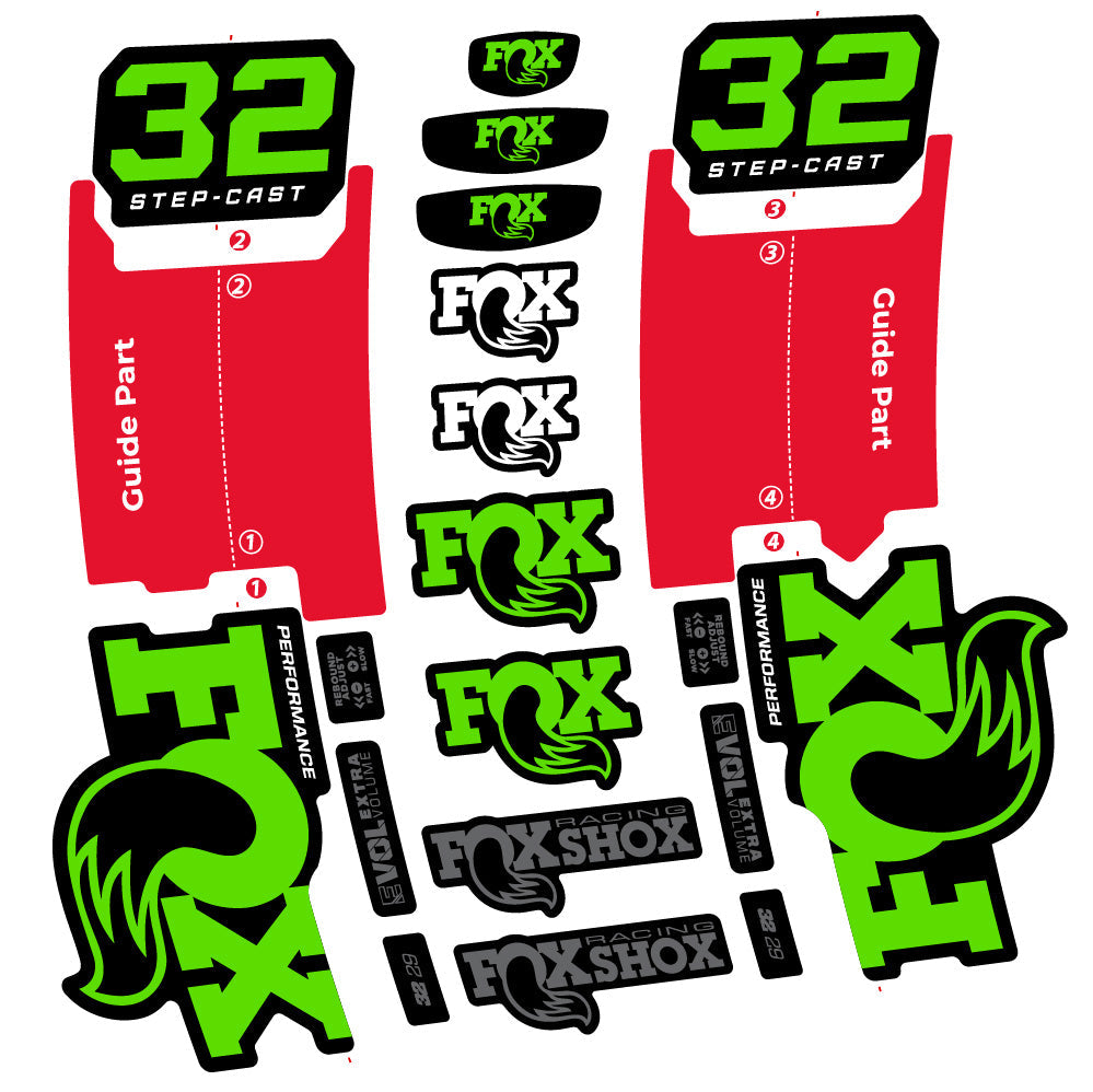 Autocollant Fox 32 Step-Cast Performance 2025, Fourche 29, Autocollant Vélo vinyle