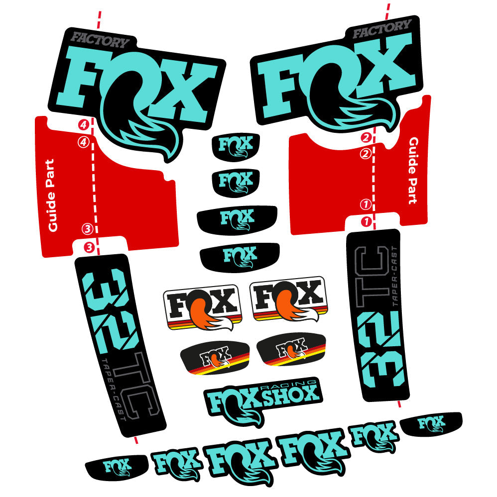 Autocollant Fox 32 Taper Cast Factory, Fourche 29, Autocollant Vélo vinyle