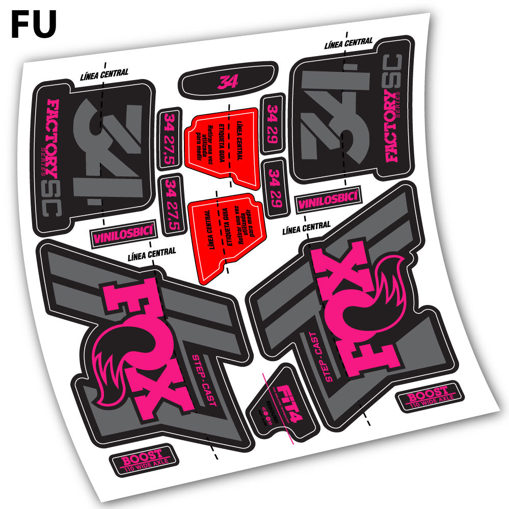 Autocollant Fox 34 Step Cast 2019, Autocollant vinyle Vélo Fourche