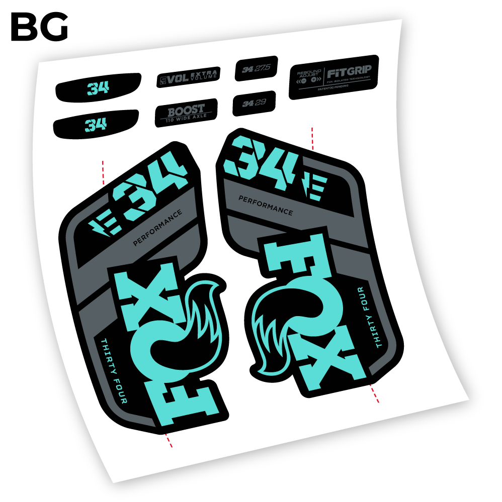 Autocollant, Fox 34 E-Vélo 2021 Stickers, Autocollant Vélo Fourche Vinyle
