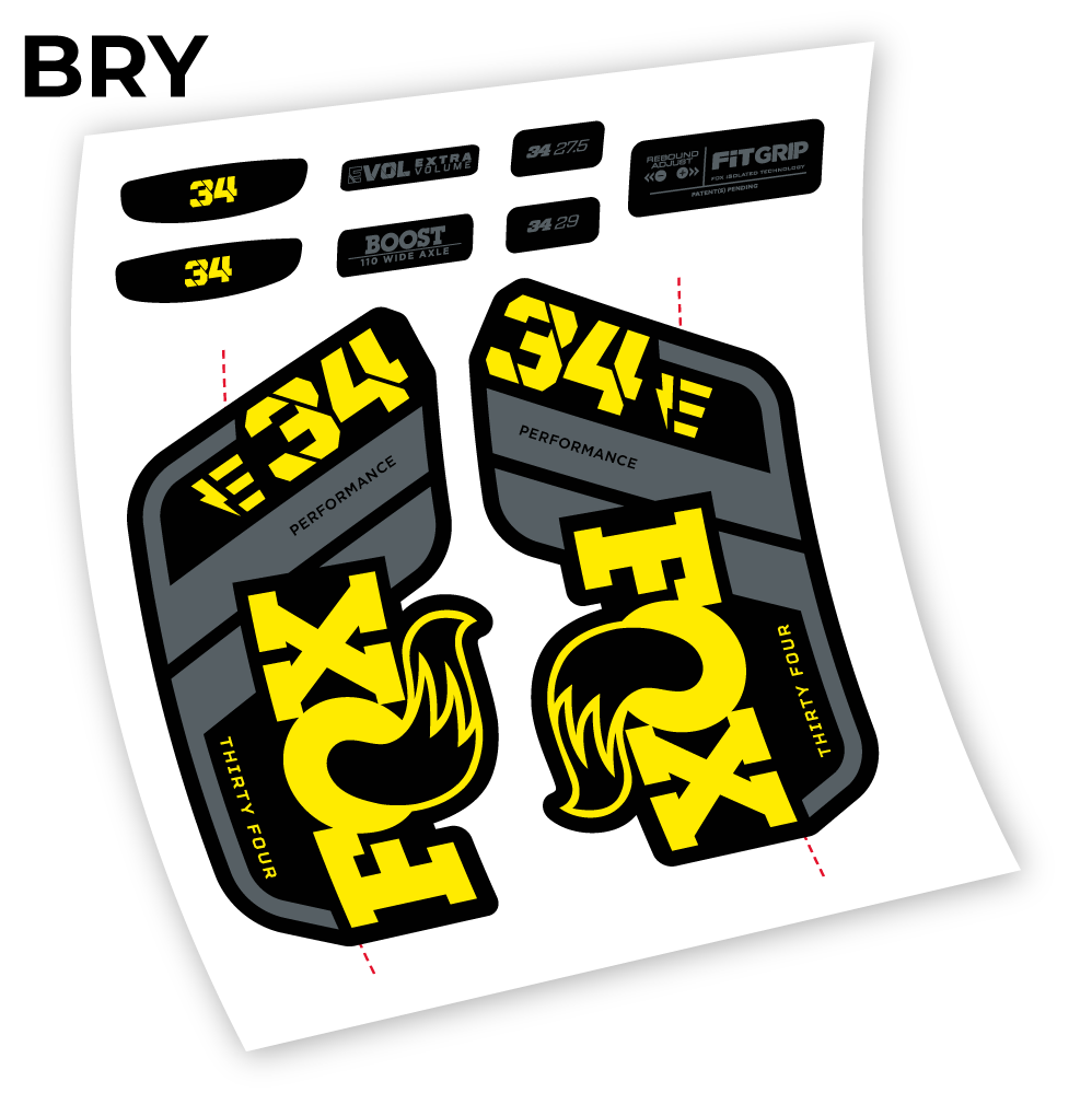 Autocollant, Fox 34 E-Vélo 2021 Stickers, Autocollant Vélo Fourche Vinyle