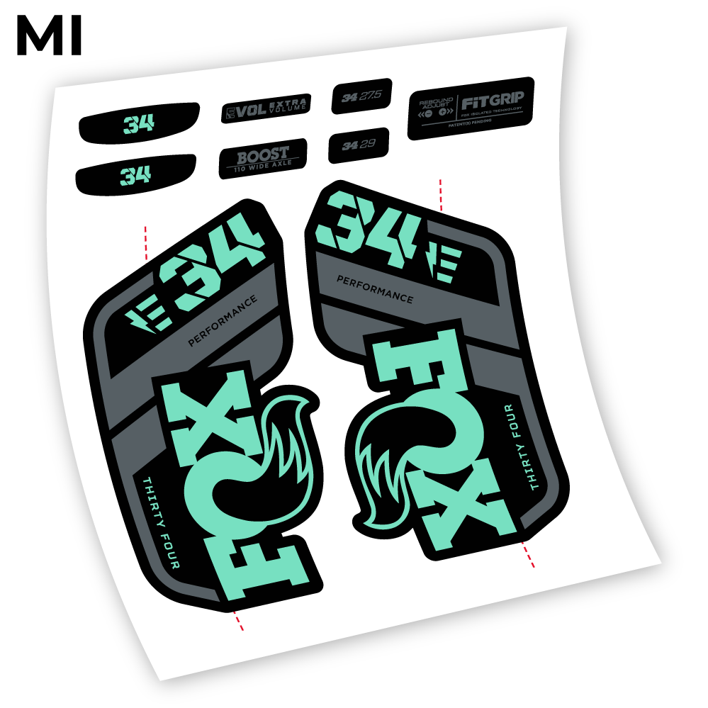 Autocollant, Fox 34 E-Vélo 2021 Stickers, Autocollant Vélo Fourche Vinyle