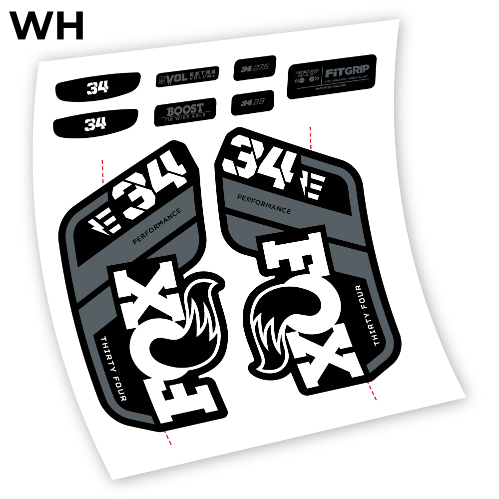 Autocollant, Fox 34 E-Vélo 2021 Stickers, Autocollant Vélo Fourche Vinyle