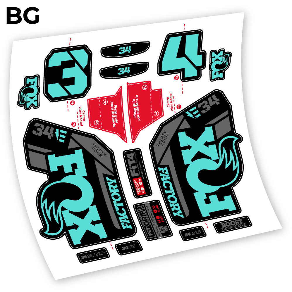 Autocollant, Fox 34 Factory E-Vélo 2021 Stickers, Autocollant Vélo Fourche Vinyle
