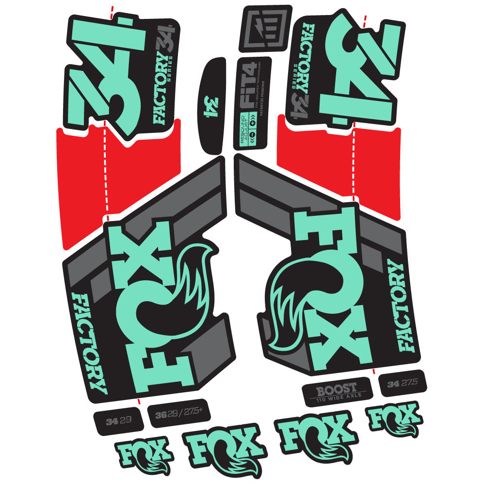 Autocollant Fox 34 Factory 2019 Vélo Fourche vinyle autocollant