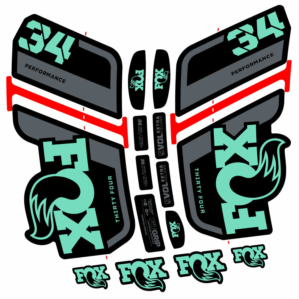 Autocollant Fox 34 Performance 2021, Fourche 29, Autocollant Vélo vinyle