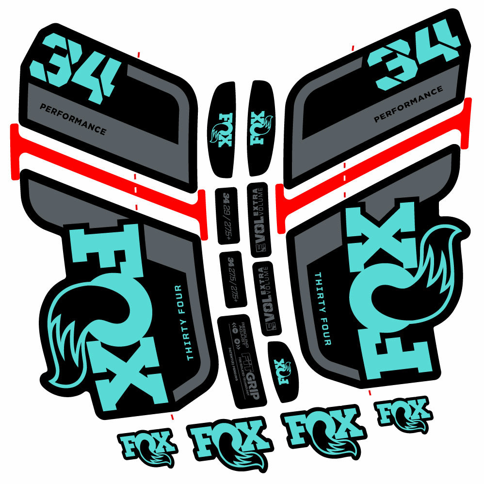 Autocollant Fox 34 Performance 2021, Fourche 29, Autocollant Vélo vinyle