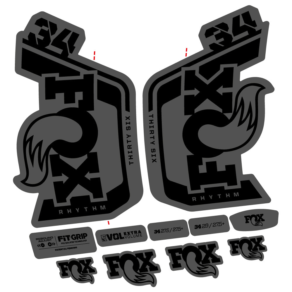 Autocollant Fox Factory 34 Rhythm 2024, Fourche 29, Autocollant Vélo vinyle