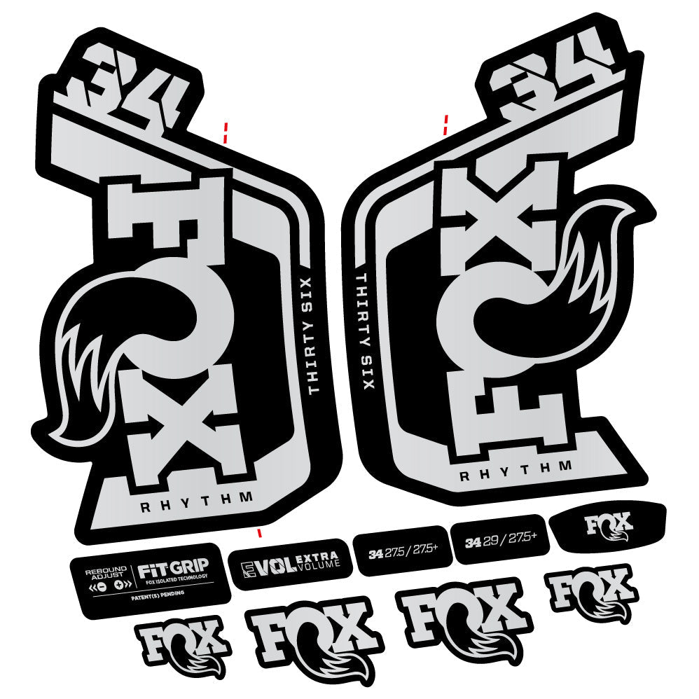 Autocollant Fox Factory 34 Rhythm 2024, Fourche 29, Autocollant Vélo vinyle