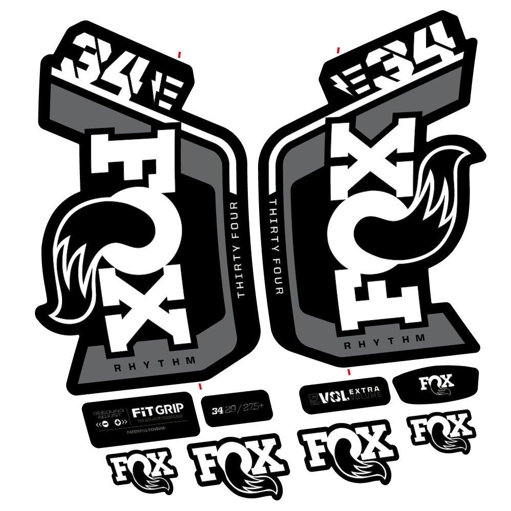 Autocollant Fox Factory 34 Rhythm E-Vélo 2024, Fourche 29, Autocollant Vélo vinyle