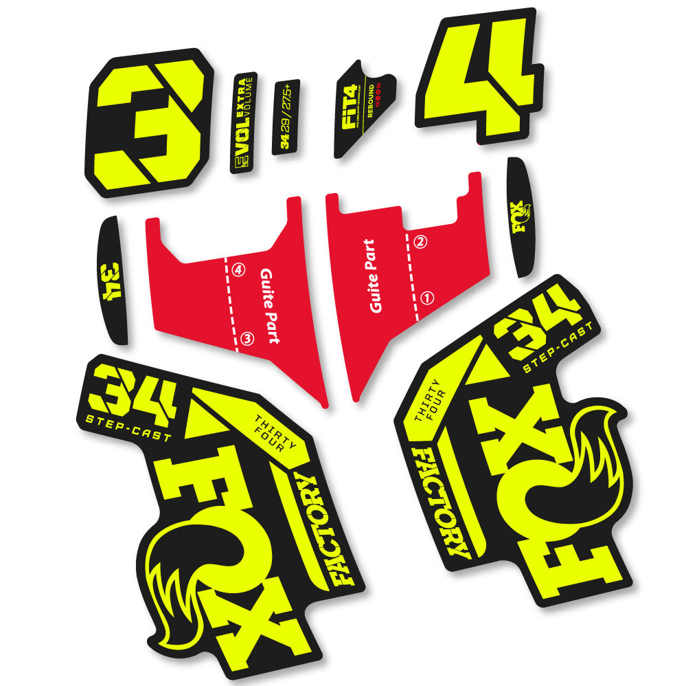 Autocollant Fox 34 Factory Step Cast 2022, Fourche 29, Vélo vinyle sticker
